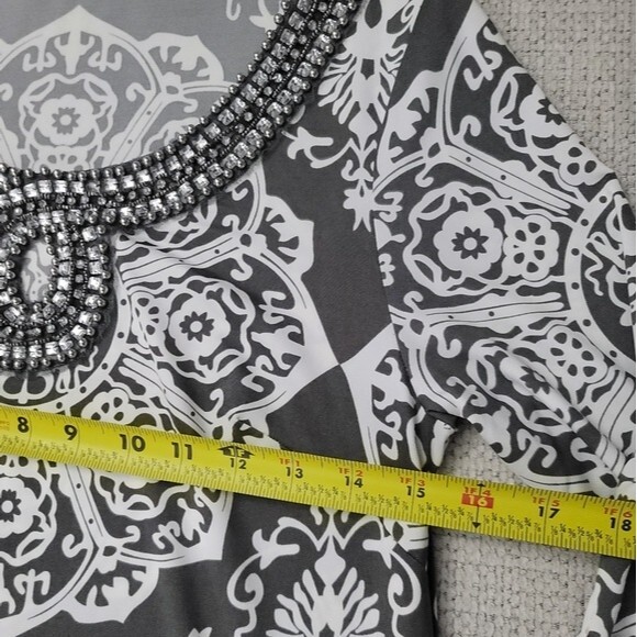 INC International Concept Boho Tunic Dress with Rhinestone Neckline 3/4 sleeve - Picture 7 of 9